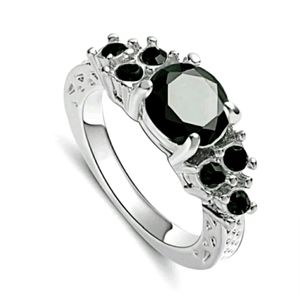 New Black Sapphire White Gold Ring.